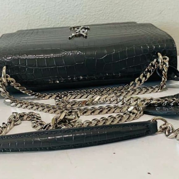 YSL SUNSET Medium Croc black Crossbody Brand New - Picture 5 of 15